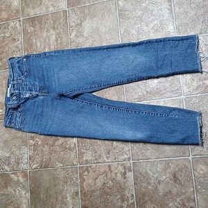 Levis Wedgie Straight Frayed Hem Ankle Button Up Front Jeans Size 25
